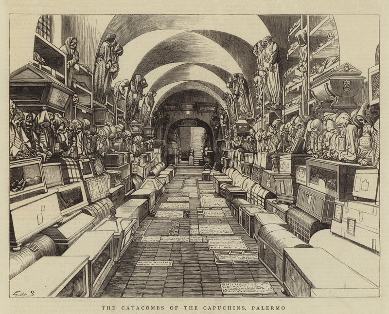 A kapucinusok katakombái, Palermo (metszet) alkotó: English School