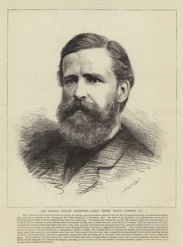 A közép-afrikai expedíció, Verney Lovett Cameron hadnagy, RN (metszet) alkotó: English School