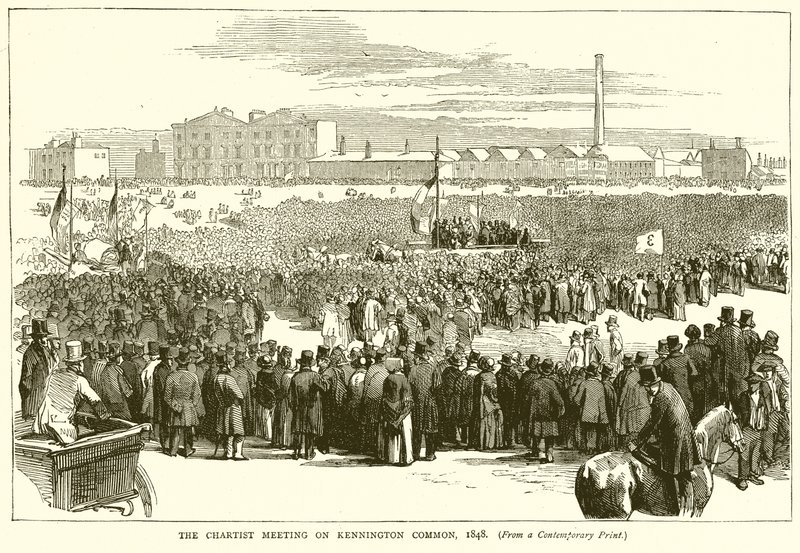 A Chartist Meeting a Kennington Commonon, 1848 alkotó: English School