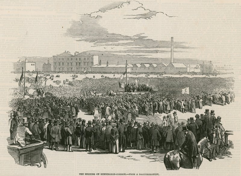 A Chartisták találkozója a Kennington Commonon 1848-ban alkotó: English School