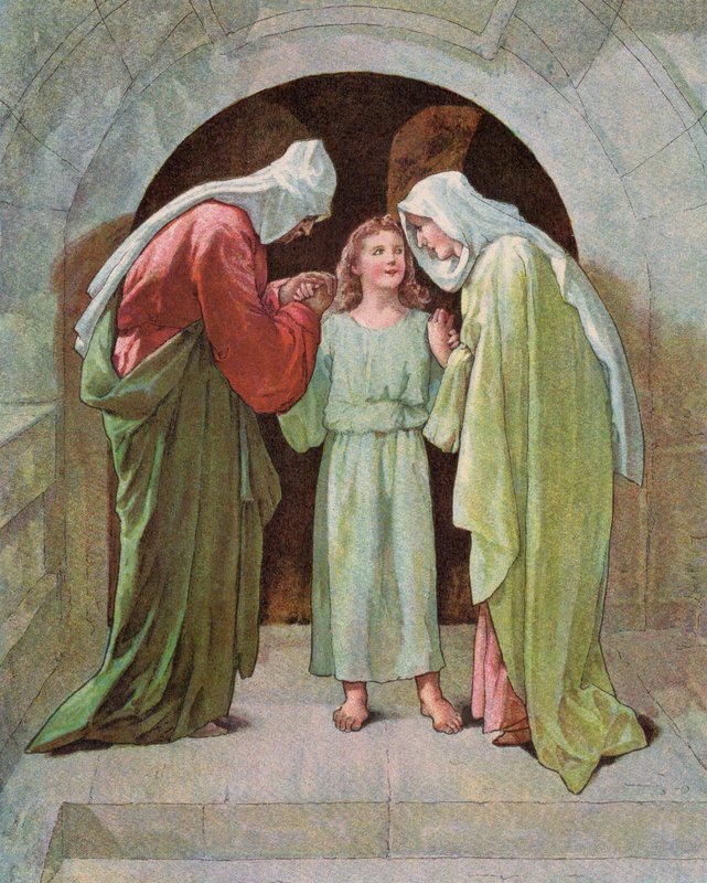 A gyermek Jézus a templomban (színes litográfia) alkotó: English School