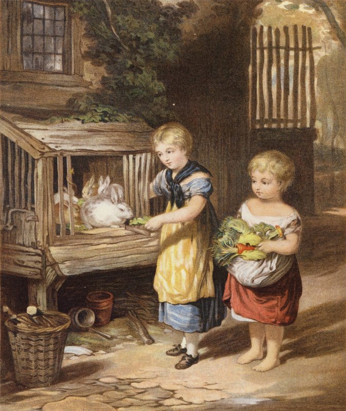 "A gyerekek és nyulaik" (színes litó) alkotó: English School