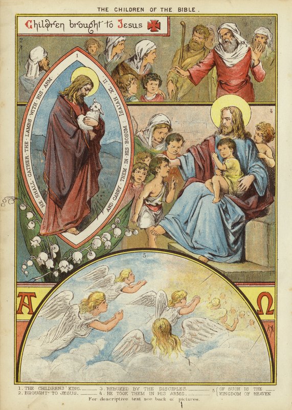 A Biblia gyermekei: Jézushoz vitt gyermekek (chromolitho) alkotó: English School