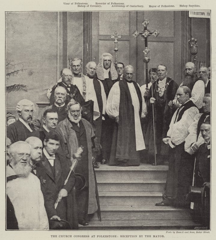 Az egyházi kongresszus Folkestone-ban, a polgármester fogadása (metszet) alkotó: English School