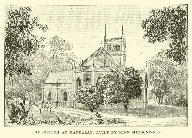 A Mandalay-i templom, amelyet Mindon-Min király épített alkotó: English School