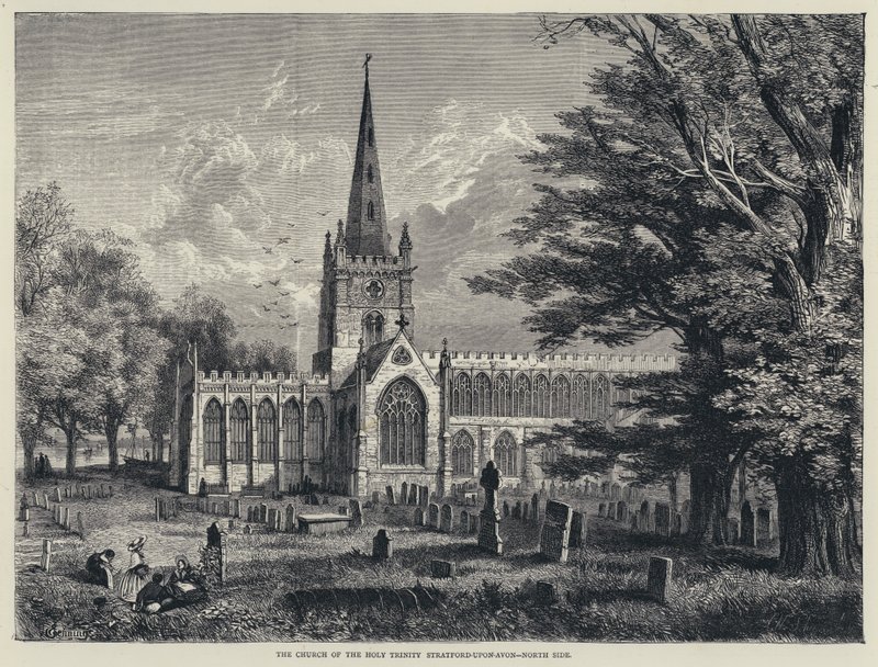 A Szentháromság-templom, Stratford-upon-Avon, North Side (metszet) alkotó: English School
