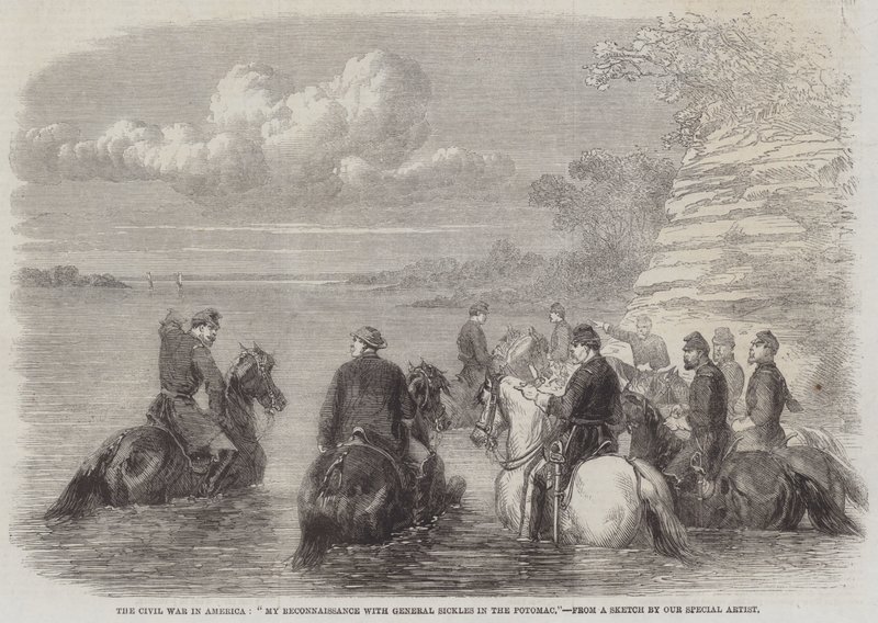 A polgárháború Amerikában, "My Reconnaissance with General Sickles in the Potomac" (metszet) alkotó: English School