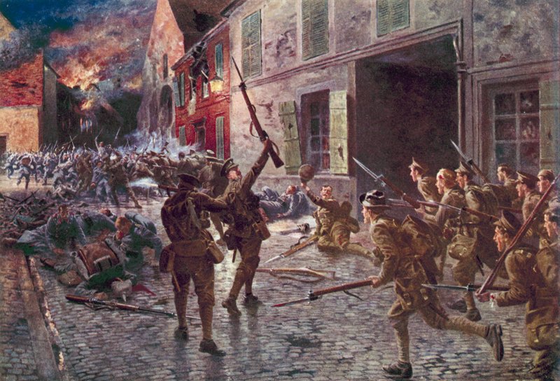 The Coldstream Guards at Landrecies, 1914 augusztus alkotó: English School