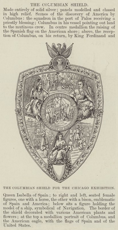 A Columbian Shield a chicagói kiállításhoz (metszet) alkotó: English School