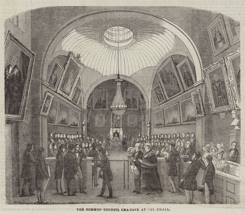 A Guildhall Közös Tanácsterme (metszet) alkotó: English School