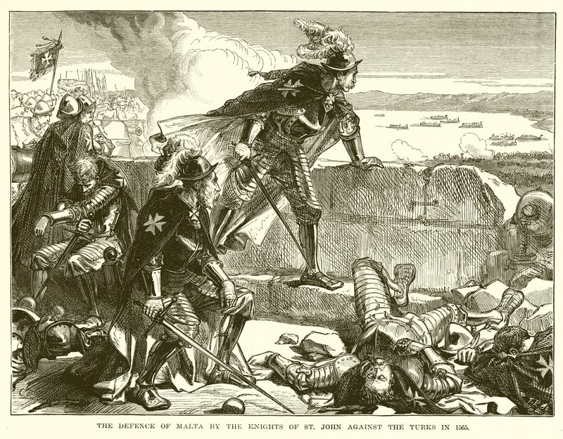 Málta védelme a Szent János lovagok által a törökök ellen 1565-ben alkotó: English School