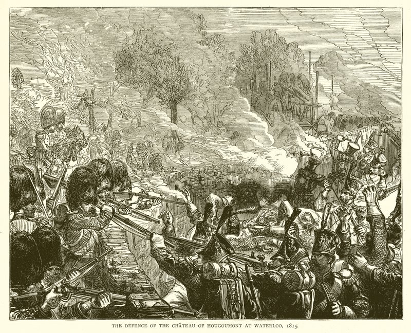 A hougoumonti kastély védelme Waterloo-ban, 1815 alkotó: English School