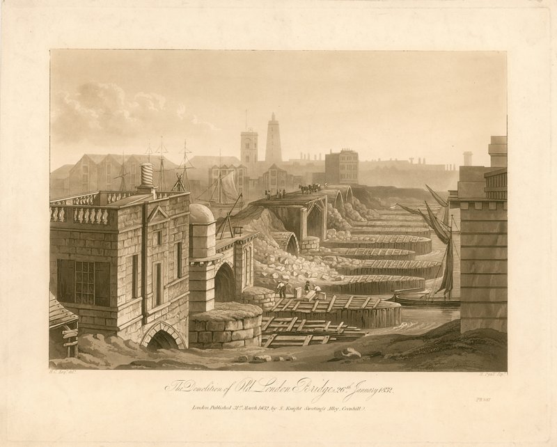 Az Old London Bridge lebontása, 1832. január 26 alkotó: English School