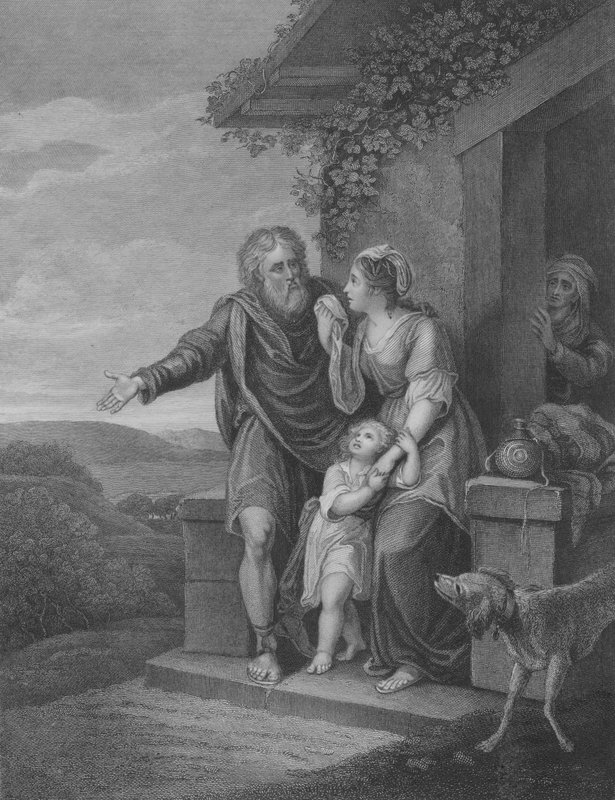 Hágár távozása, 1Mózes 21, 9-15. vers (metszet) alkotó: English School