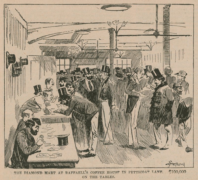 A Diamond Mart a Raffaells Coffee House-ban, Petticoat Lane-ben alkotó: English School