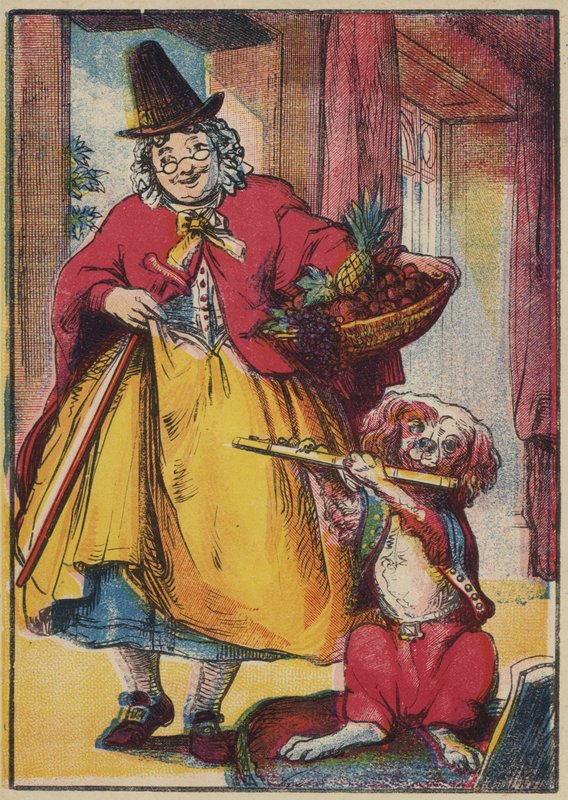 A fuvolázó kutya (színes litográfia) alkotó: English School