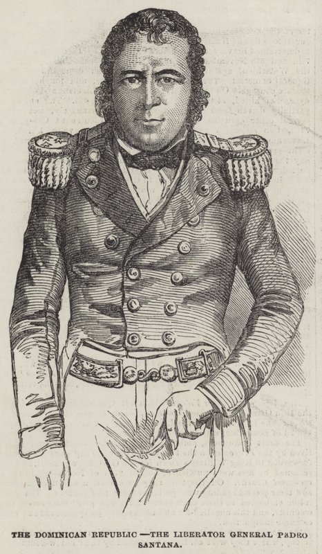 A Dominikai Köztársaság, Pedro Santana felszabadító tábornok (metszet) alkotó: English School