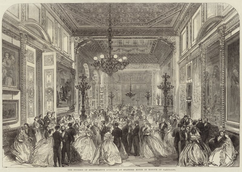 Sutherlands hercegné gyűlése a Stafford House-ban Garibaldi tiszteletére alkotó: English School