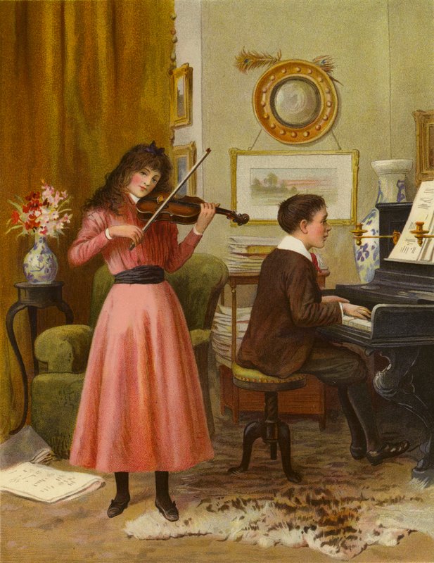 A Duett (színes litográfia) alkotó: English School