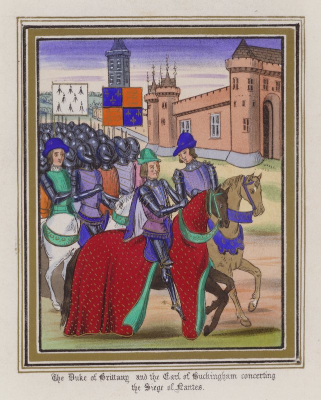 The Duke Of Bretany és The Earl of Buckingham koncertezik The Siege Of Nantes (színes metszet) alkotó: English School