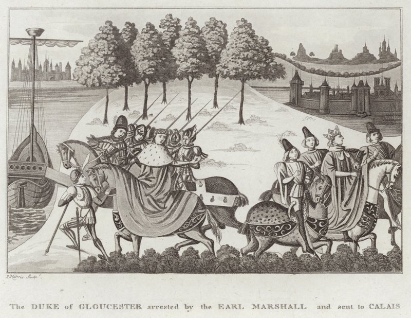 Gloucester hercegét Earl Marshall letartóztatta és Calais-ba küldte alkotó: English School