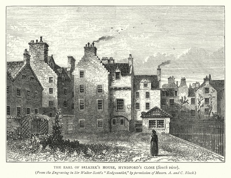 Selkirk grófja, Hyndford közelében, déli nézet (metszet) alkotó: English School