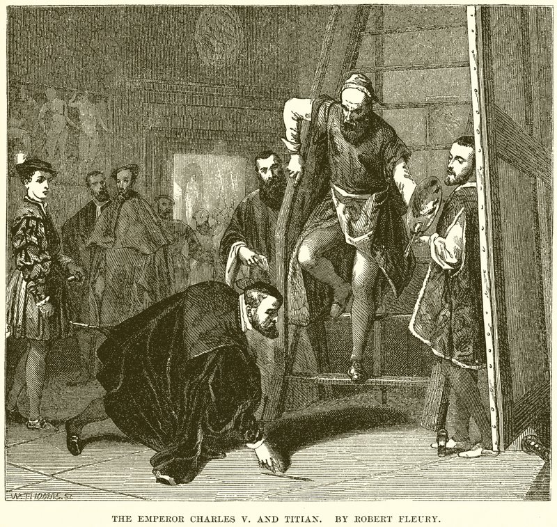 V. Károly császár és Tizianus. Írta: Robert Fleury alkotó: English School