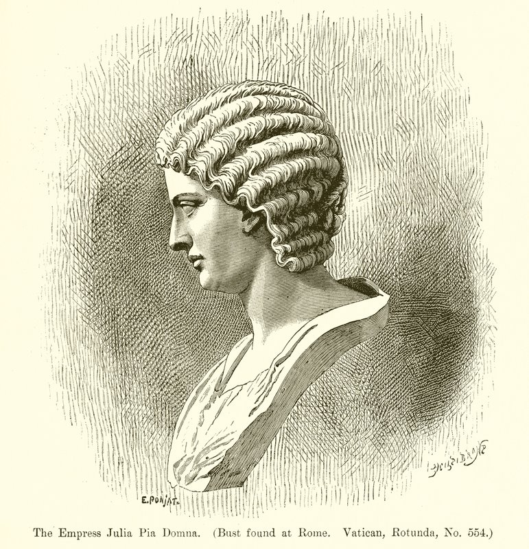 Julia Pia Domna császárné. (Rómában talált mellszobor. Vatikán, Rotunda, 554. sz.) alkotó: English School