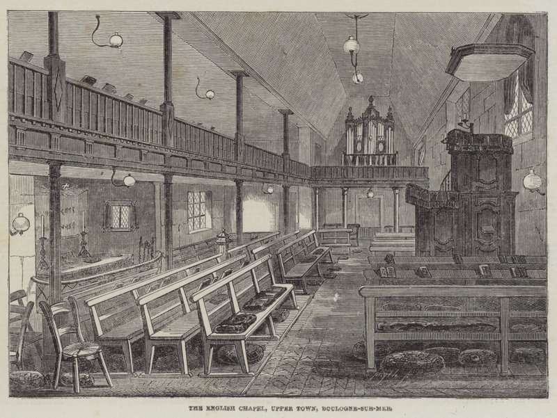 Az angol kápolna, Felsőváros, Boulogne-sur-Mer (metszet) alkotó: English School
