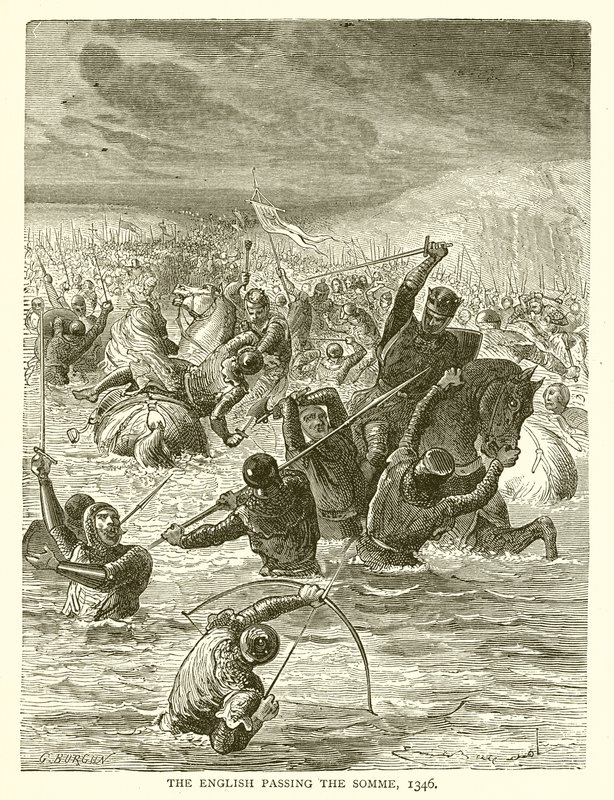 Az angolok elhaladnak a Somme-on, 1346 alkotó: English School