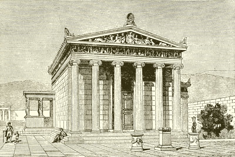 Az Erechtheion, a Hős Erechtheios híres temploma Athénban alkotó: English School