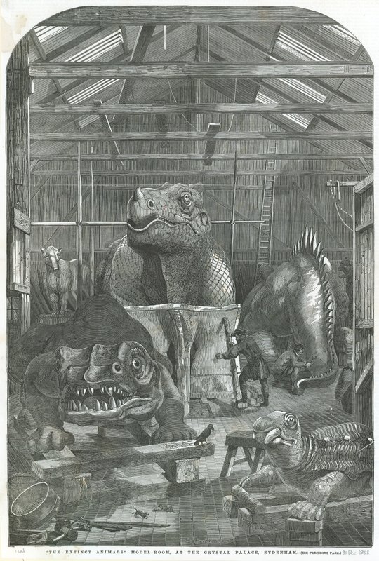 Az Extinct Animals modellszobája a Crystal Palace-ban, Sydenhamban alkotó: English School