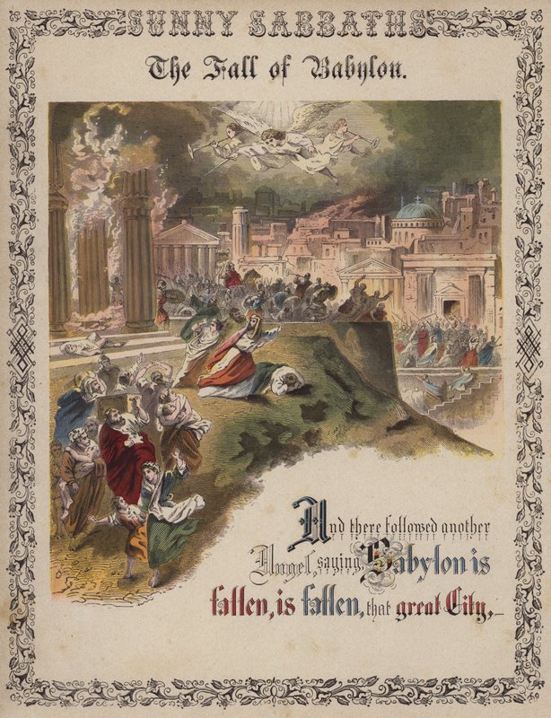 Babilon bukása (színes metszet) alkotó: English School