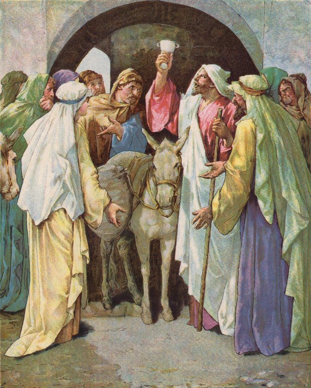 A kupa megtalálása Benjamin zsákjában (színes litográfia) alkotó: English School