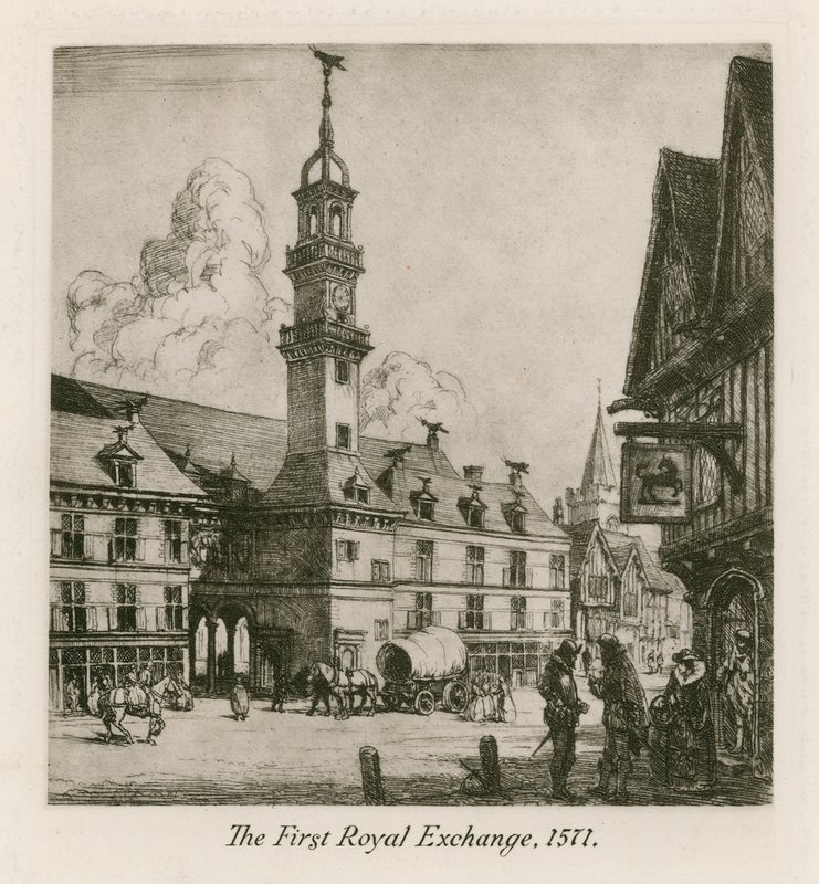 Az első királyi tőzsde, London, 1571 alkotó: English School