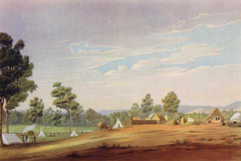 Adelaide első lelőhelye, Dél-Ausztrália, 1837 (színes litho) alkotó: English School