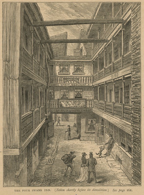 A Four Swans Inn, röviddel a lebontása előtt alkotó: English School