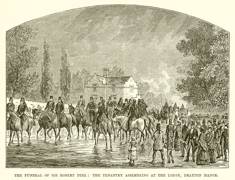 Sir Robert Peel temetése: Bérlői összejövetel a Drayton Manor páholyában alkotó: English School