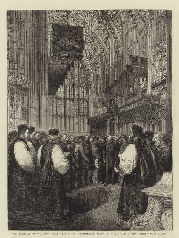 Stanley néhai dékán temetése a Westminster Abbeyben, VII. Henrik király kápolnájának sírjánál (metszet) alkotó: English School