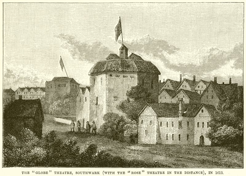 The Globe Theatre, Southwark (a Rose Színházzal a távolban), 1613-ban alkotó: English School