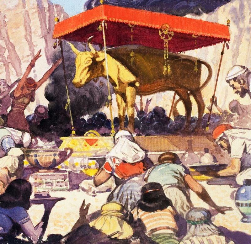 Az aranyborjú (gouache, papír) alkotó: English School