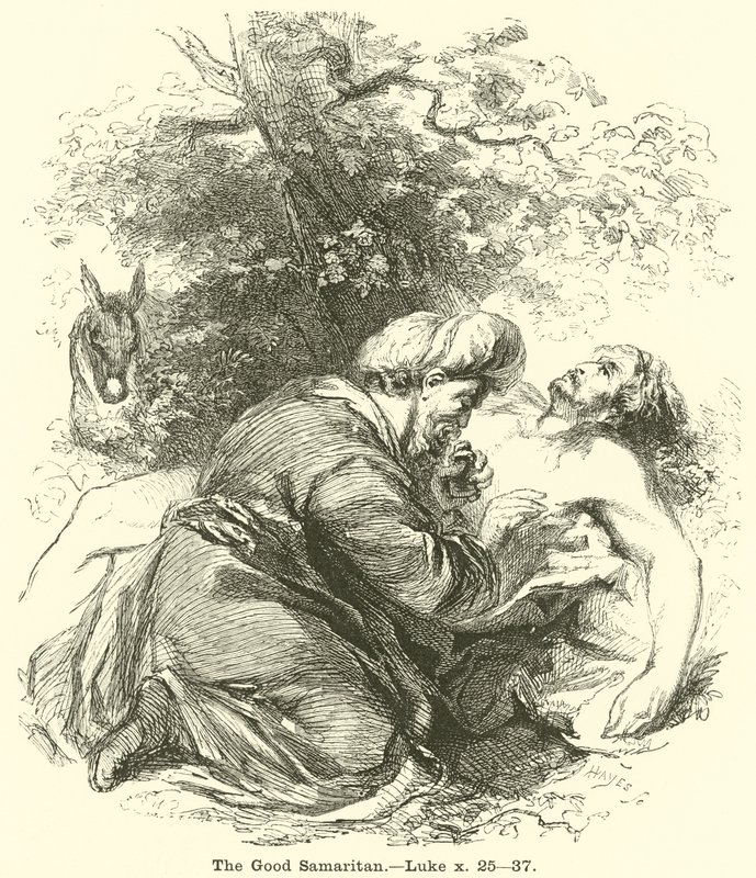 Az irgalmas szamaritánus, Lukács, x, 25, 37 alkotó: English School