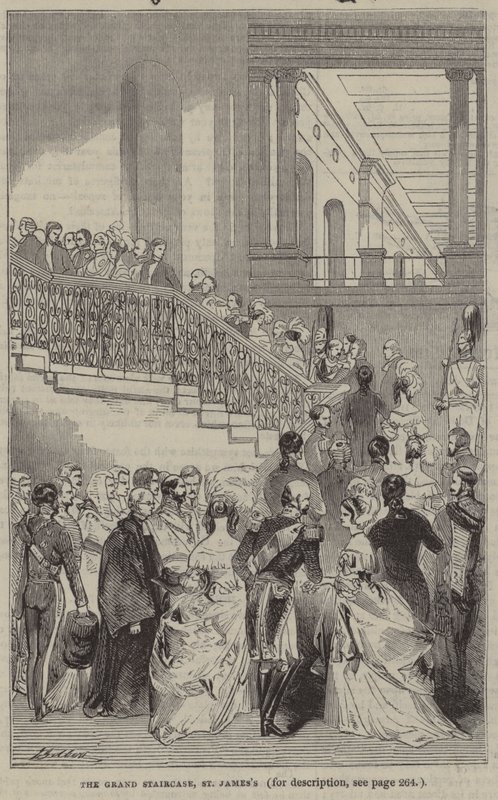 The Grand Staircase, St James?s Palace, London, A Drawing Room alkotó: English School