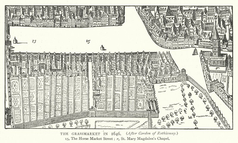A Grassmarket 1646-ban (metszet) alkotó: English School
