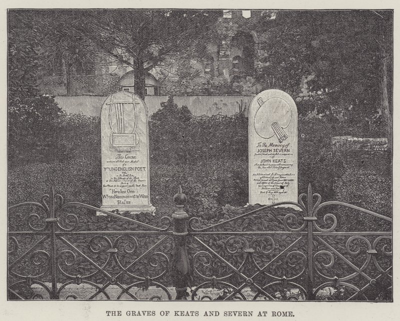 Keats és Severn sírjai Rómában (metszet) alkotó: English School