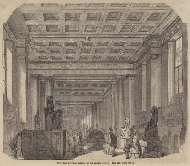 A Nagy Egyiptomi Galéria a British Múzeumban (metszet) alkotó: English School