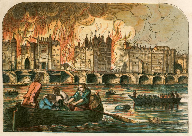 A londoni nagy tűzvész, 1666 alkotó: English School
