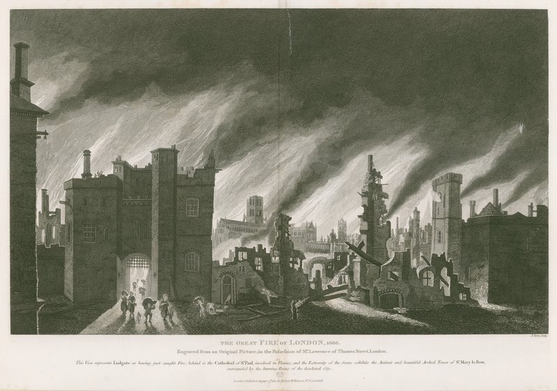 A londoni nagy tűzvész, 1666 alkotó: English School