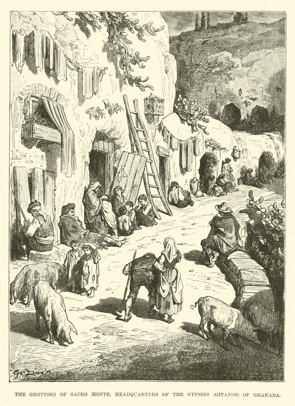 Sacro Monte barlangjai, a cigányok főhadiszállása, a granadai Gitanos alkotó: English School