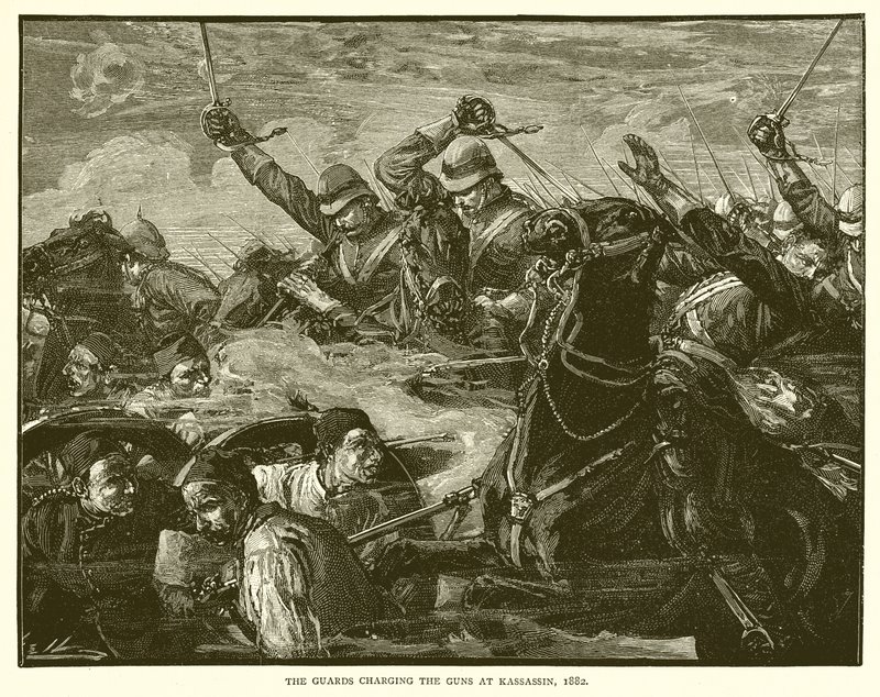 Az őrök a fegyverek ellen Kassassinban, 1882 alkotó: English School